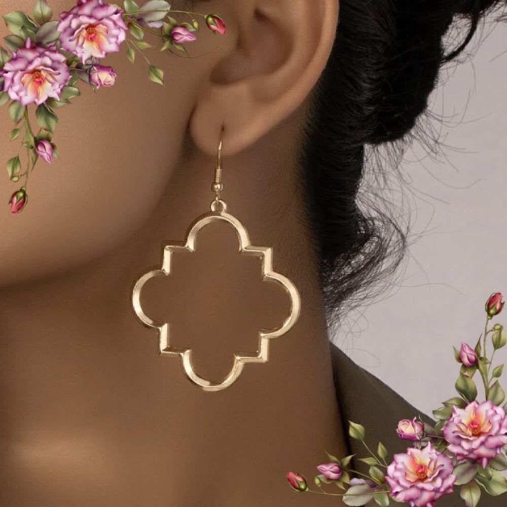 Gold Clover‎ Moroccan Statement  Earrings